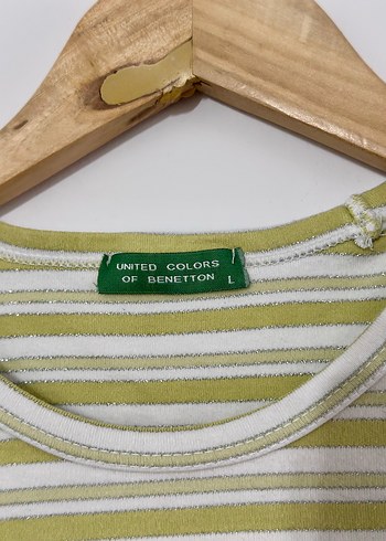 m Beden yeşil Renk Benetton Yeşil Çizgili Vintage Bluz