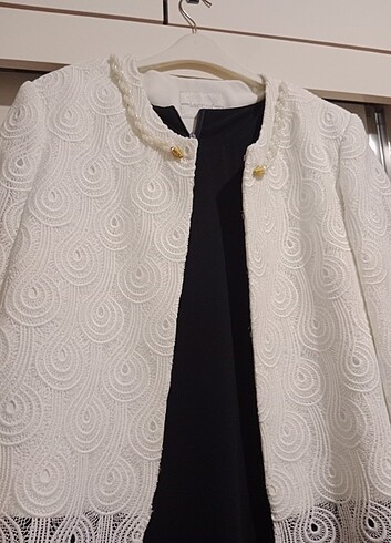 Güpur tasarım ceketli elbise - Görsel 3