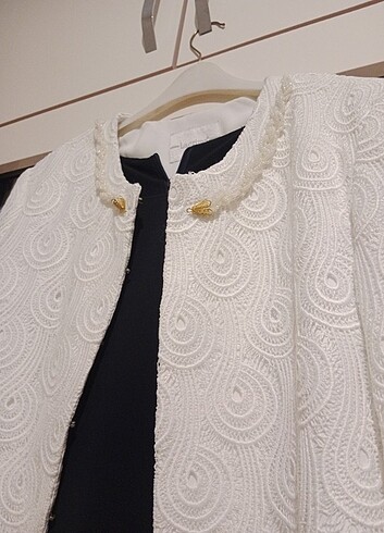 Güpur tasarım ceketli elbise - Görsel 8