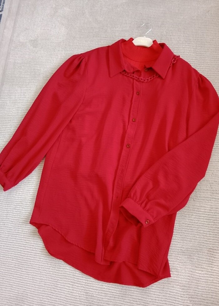 Etiketli balon kol ayrobin gömlek  - Görsel 2