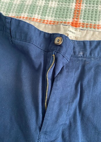 Düğmeli Mavi Pamuklu Erkek Bermuda Şort - Görsel 3