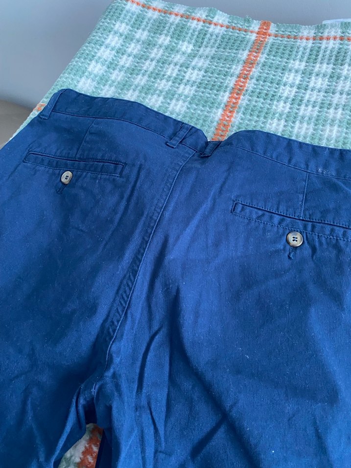 Düğmeli Mavi Pamuklu Erkek Bermuda Şort - Görsel 4