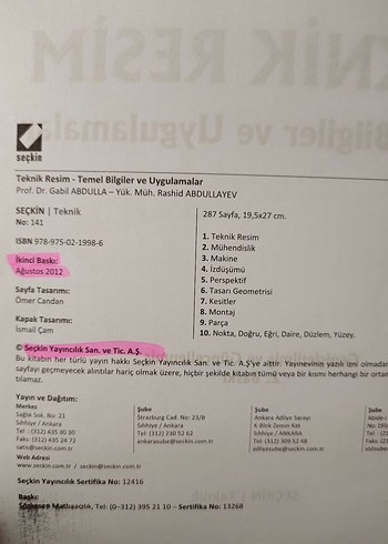 Teknik Resim: Temel Bilgiler ve Uygulamalar Kitabı - Görsel 2