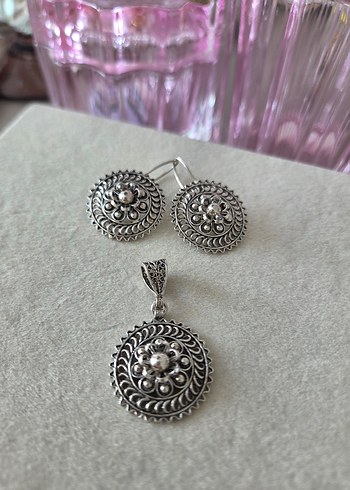 Gümüş Renkli Vintage Boncuklu Takı Seti