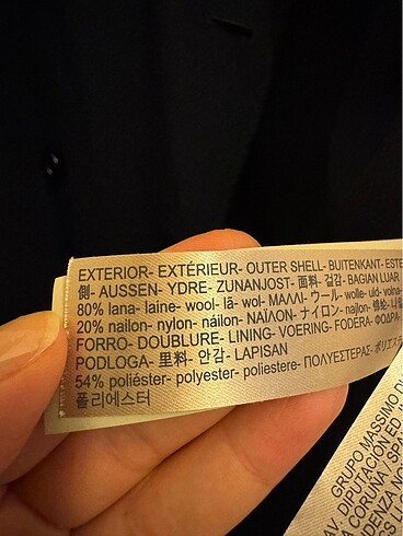 38 Beden lacivert Renk Massimo Dutti Lacivert Yün Ceket