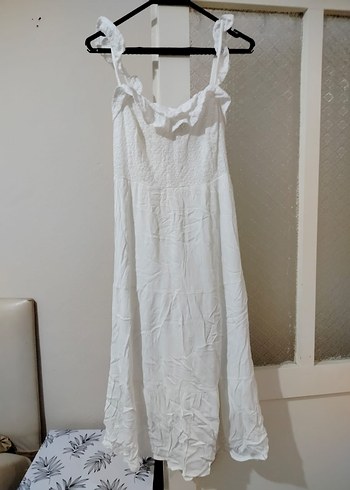 LCW Casual Beyaz Midi Hamile Elbisesi - Görsel 2