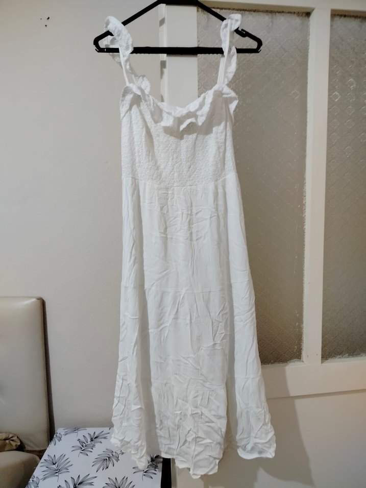 LCW Casual Beyaz Midi Hamile Elbisesi - Görsel 2