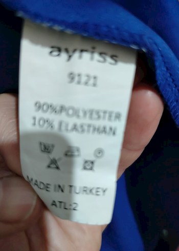 Mavi Drapeli V Yaka Uzun Elbise - Görsel 2