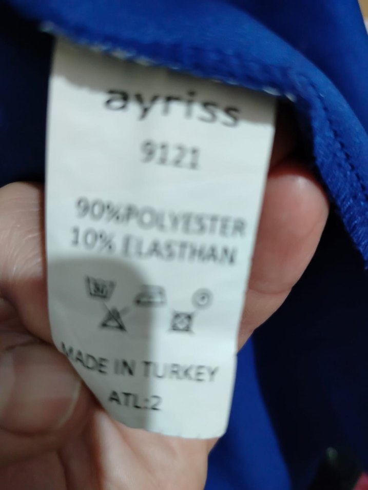 Mavi Drapeli V Yaka Uzun Elbise - Görsel 2