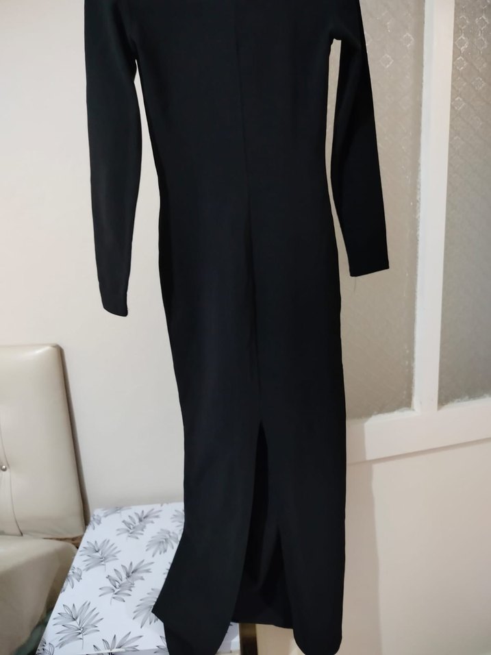 Siyah Uzun Kollu Fitted Elbise - Görsel 2