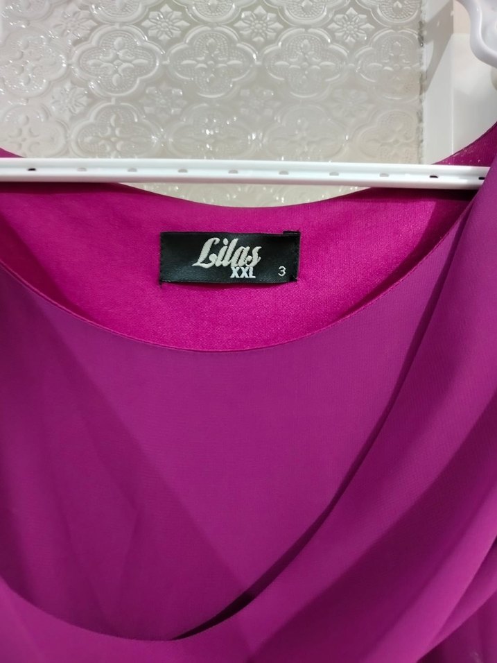 Mor Uzun Drapeli Kadın Abiye Elbise - Görsel 2