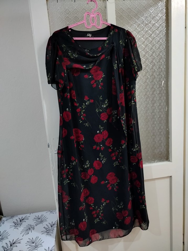 Pembe Desenli Kolsuz Bluz, Salaş Kesim - Görsel 2