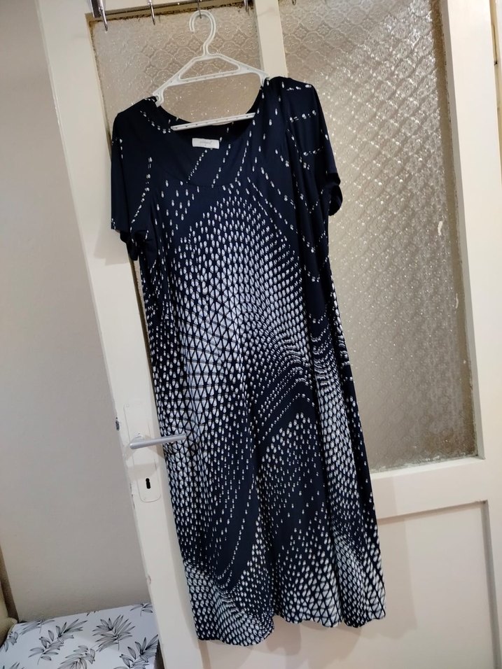 Düğmeli, Baskılı, Gri Mavi Hamile Bluzu - Görsel 2