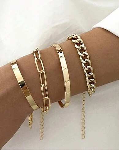 Accessorize 4 adet Hip-Hop Punk Tarzı Kişilik Zinciri