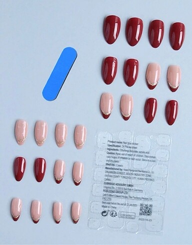 Beden 24 adet Uzun Badem Fransız Parıltısı ve Yıldız Tasarımlı Takma T