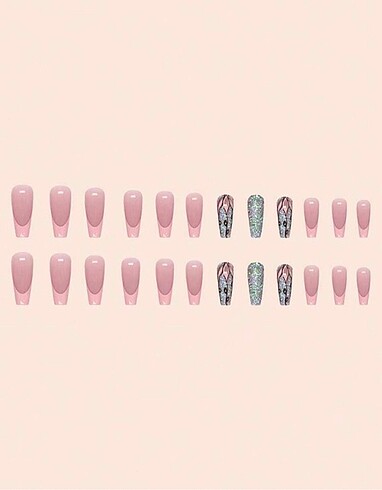Sheinside Pembe Fransız Köpüklü Safir Mavi tırnak