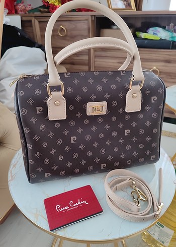 Pierre Cardin Baskılı Kahverengi Deri Kadın Çanta