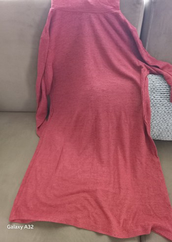 Bordo, Boğazlı Triko Kadın Elbise - Görsel 3