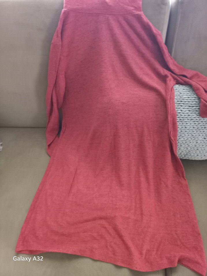 Bordo, Boğazlı Triko Kadın Elbise - Görsel 3