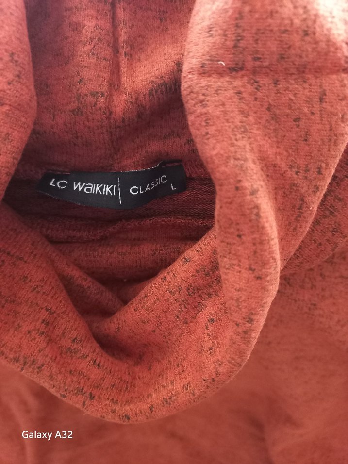 Bordo, Boğazlı Triko Kadın Elbise - Görsel 2