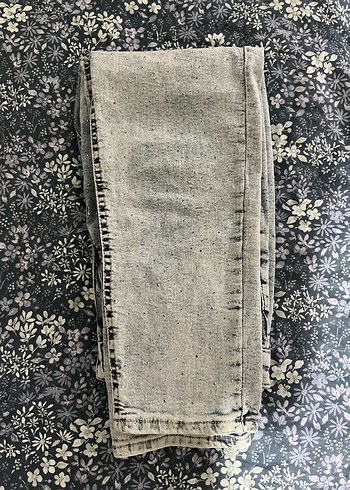 Diğer Gri Midi Düğmeli Bol Kesim Kadın Kot Pantolon