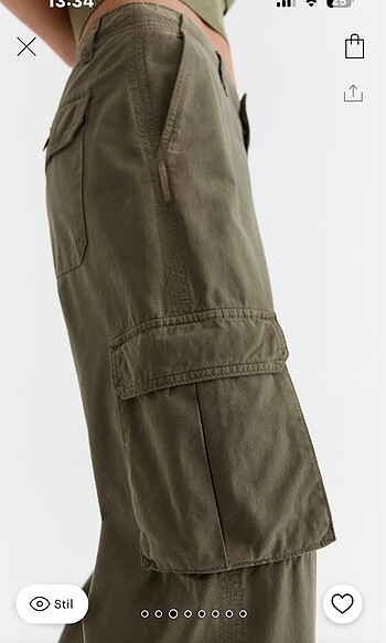 40 Beden Pull&Bear Yeşil Kargo Pantolon
