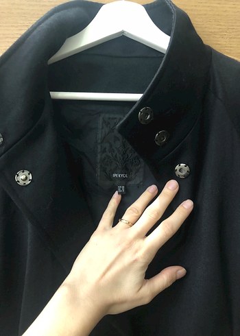 Siyah Klasik Yün Kaban - Görsel 2