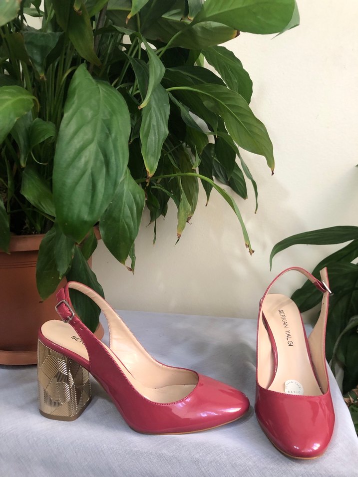 Pembe Baskılı Kadın Topuklu Ayakkabı - Görsel 2