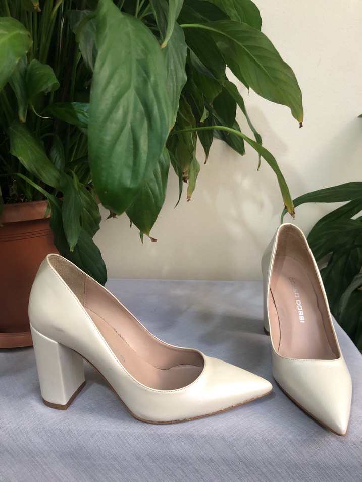 Krem Kadın Blok Topuklu Stiletto - Görsel 2