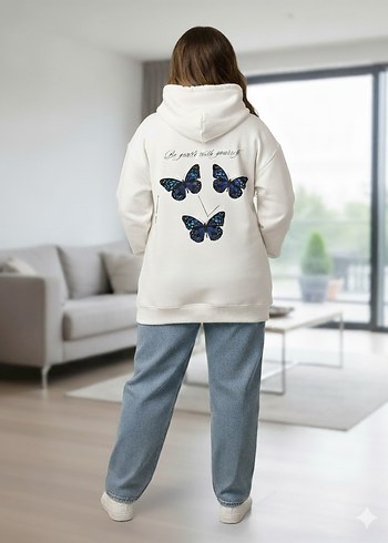 Diğer Beyaz Baskılı Rahat Kesim Sweatshirt