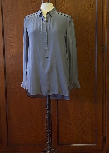 Banana Republic Şık Gri Bluz  Uzun Kollu  Zarif - Görsel 2