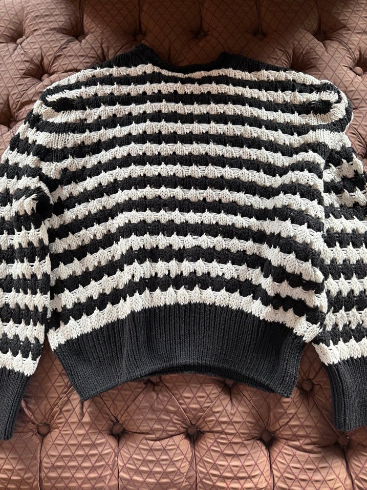 Mudo Siyah Beyaz Örgü Kazak  Beden S  Pamuk Karışımlı - Görsel 2