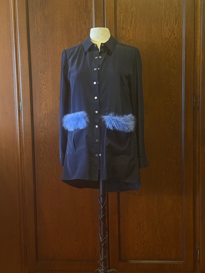 Sema Gürışık Özel Tasarım lacivert gömlek / bluz (M) - Görsel 2