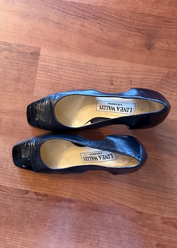 Line Wallis Siyah Pliseli Kadın Klasik Topuklu Ayakkabı - Görsel 3