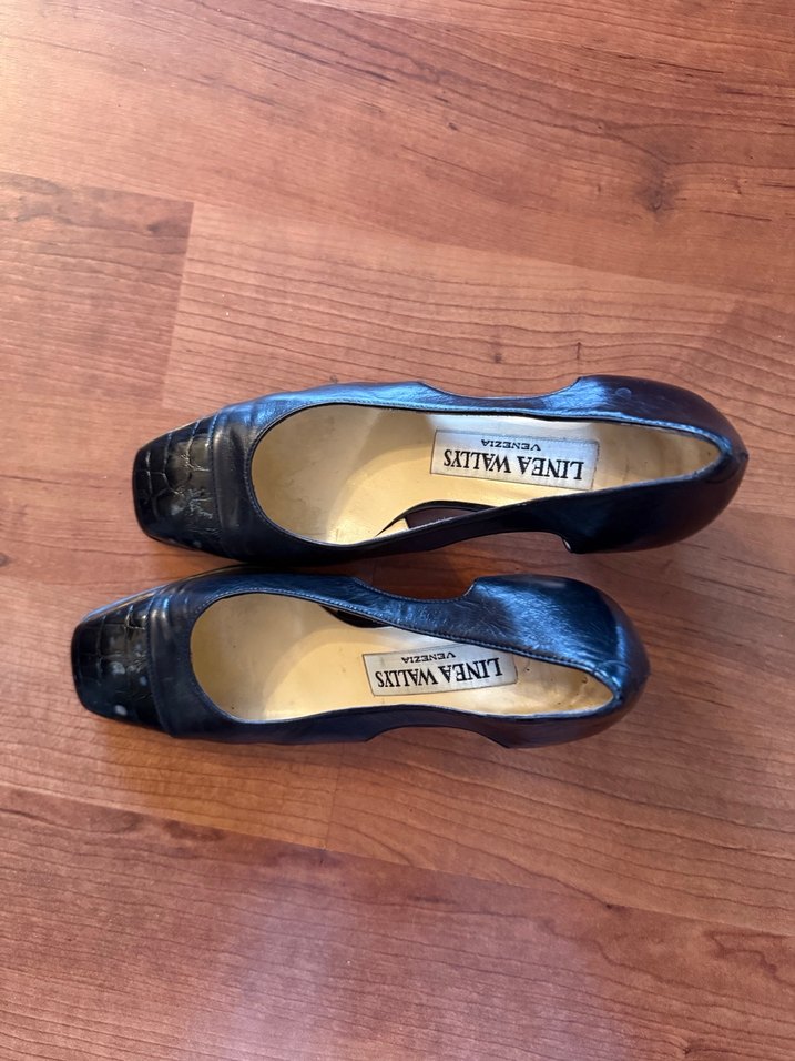 Line Wallis Siyah Pliseli Kadın Klasik Topuklu Ayakkabı - Görsel 3