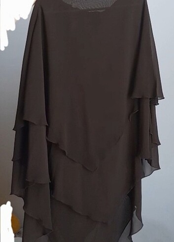 diğer Beden Kahverengi 3 katlı uzun şifon sufle / khimar