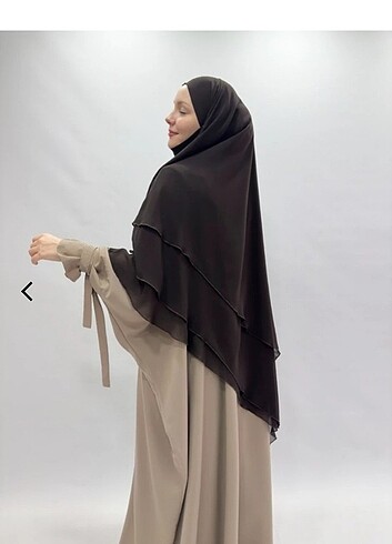 Kahverengi 3 katlı uzun şifon sufle / khimar