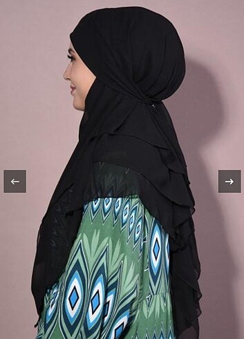 diğer Beden Siyah 3 katlı kısa şifon sufle / khimar