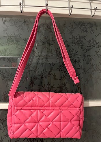 Fermuarlı Pembe Deri Kadın Çanta - Görsel 2