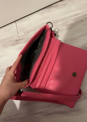 Fermuarlı Pembe Deri Kadın Çanta - Görsel 3