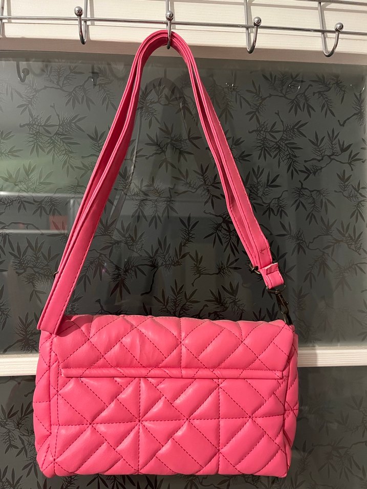 Fermuarlı Pembe Deri Kadın Çanta - Görsel 2