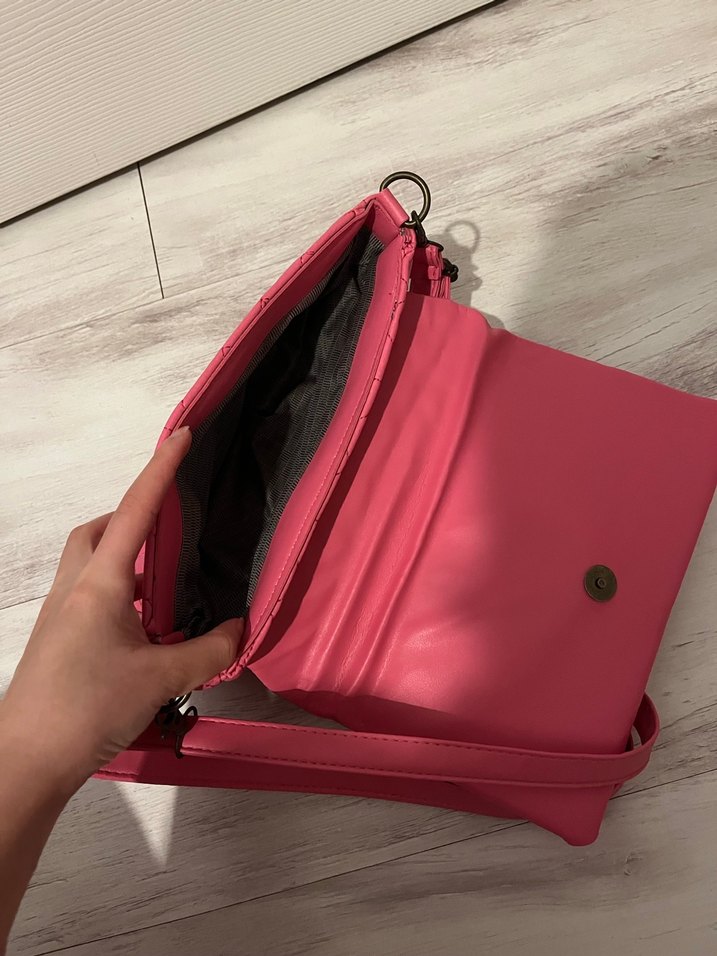 Fermuarlı Pembe Deri Kadın Çanta - Görsel 3