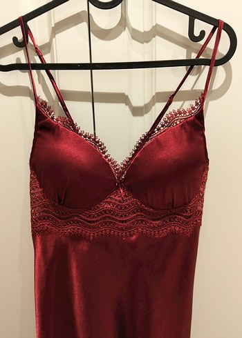 bordo saten gecelik seti - Görsel 4