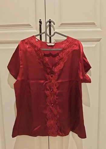 bordo saten gecelik seti - Görsel 10