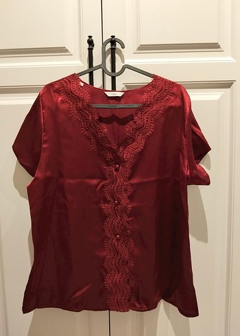 bordo saten gecelik seti - Görsel 6