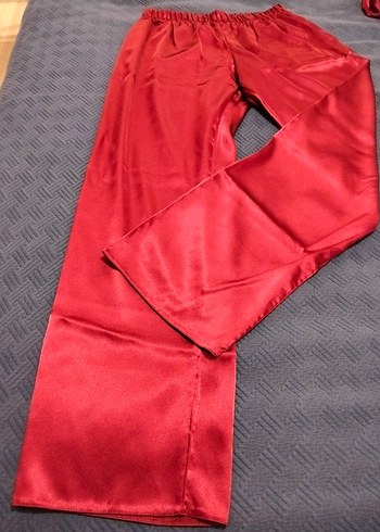 bordo saten gecelik seti - Görsel 7