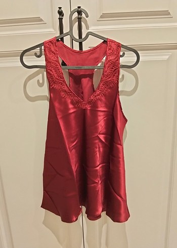 bordo saten gecelik seti - Görsel 8