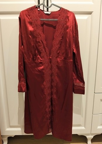 bordo saten gecelik seti - Görsel 5