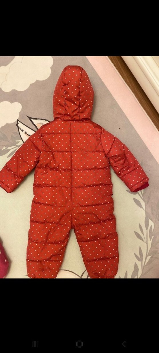 Kız Bebek Kırmızı Kürklü Tulum - Görsel 4