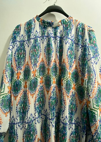 Renkli Piliseli Uzun Bohem Elbise - Görsel 3